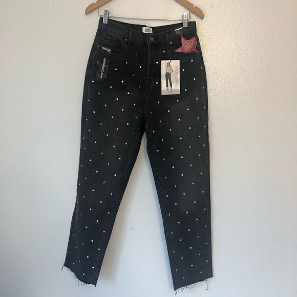 NWT SIMPLE SOCIETY Super High Rise Straight Studded Jeans Size 7/28 - Picture 1 of 16
